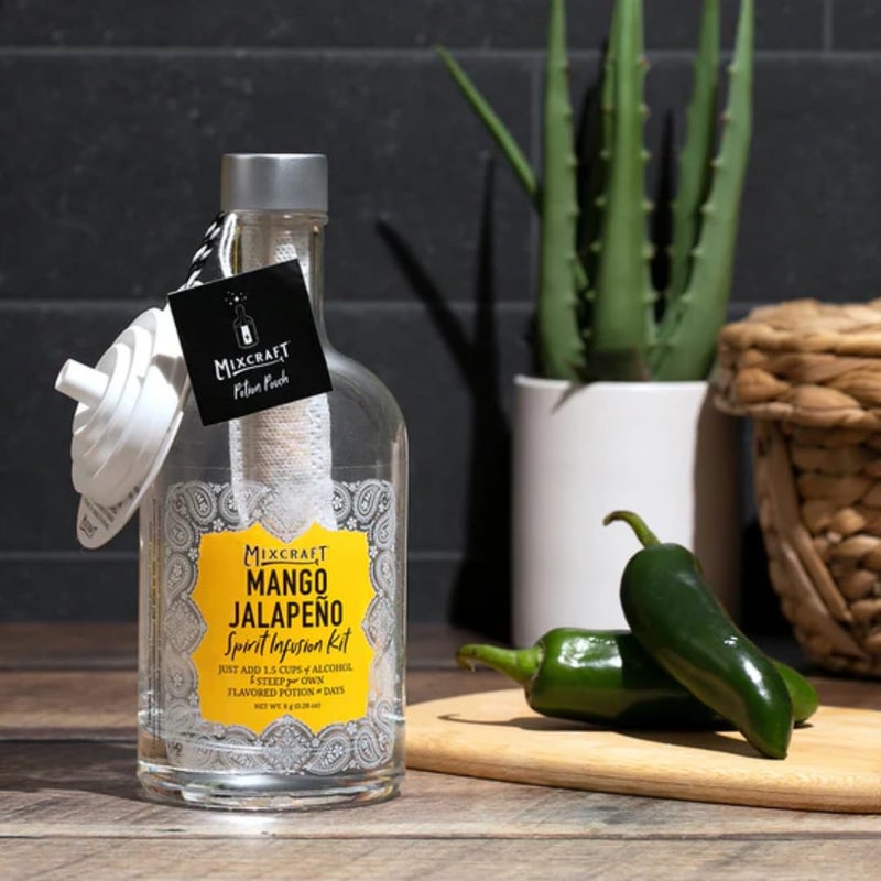 MixCraft Spirit Infusion Kit - Premium Craft Cocktail & Mocktail Mixer, Glass Bottle, Collapsible Funnel, Flavor Pouch & Recipe, Mango Jalapeño - Image 5